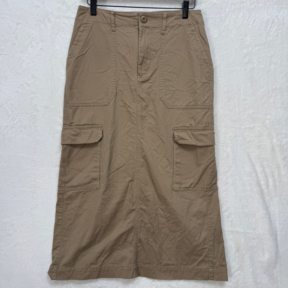 Universal Thread Cargo Skirt Womens 4 Brown Midi Straight‎ Utility Twill Pockets
